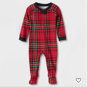 NEW! Wondershop Baby holiday tartan plaid flannel matching family footed pajama